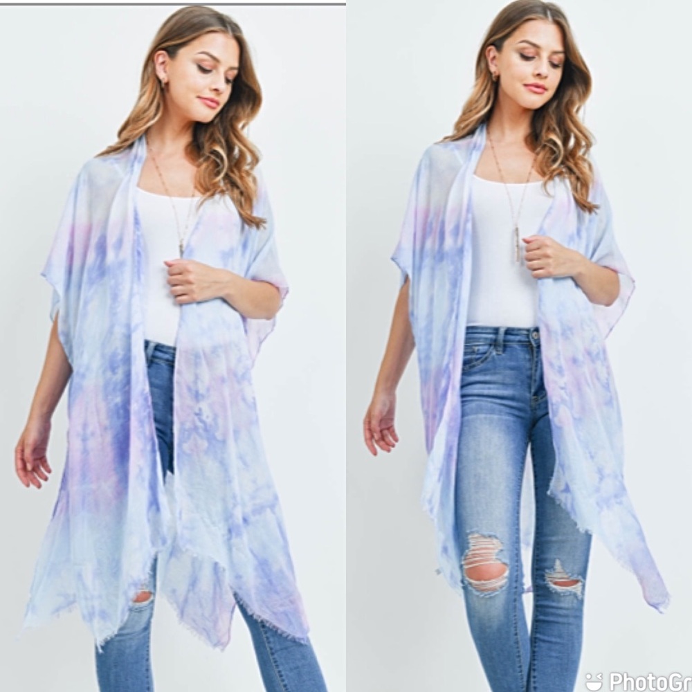 Bohemian Tie Dye Swim Cover Up Kimono One … - Picture 2 of 3